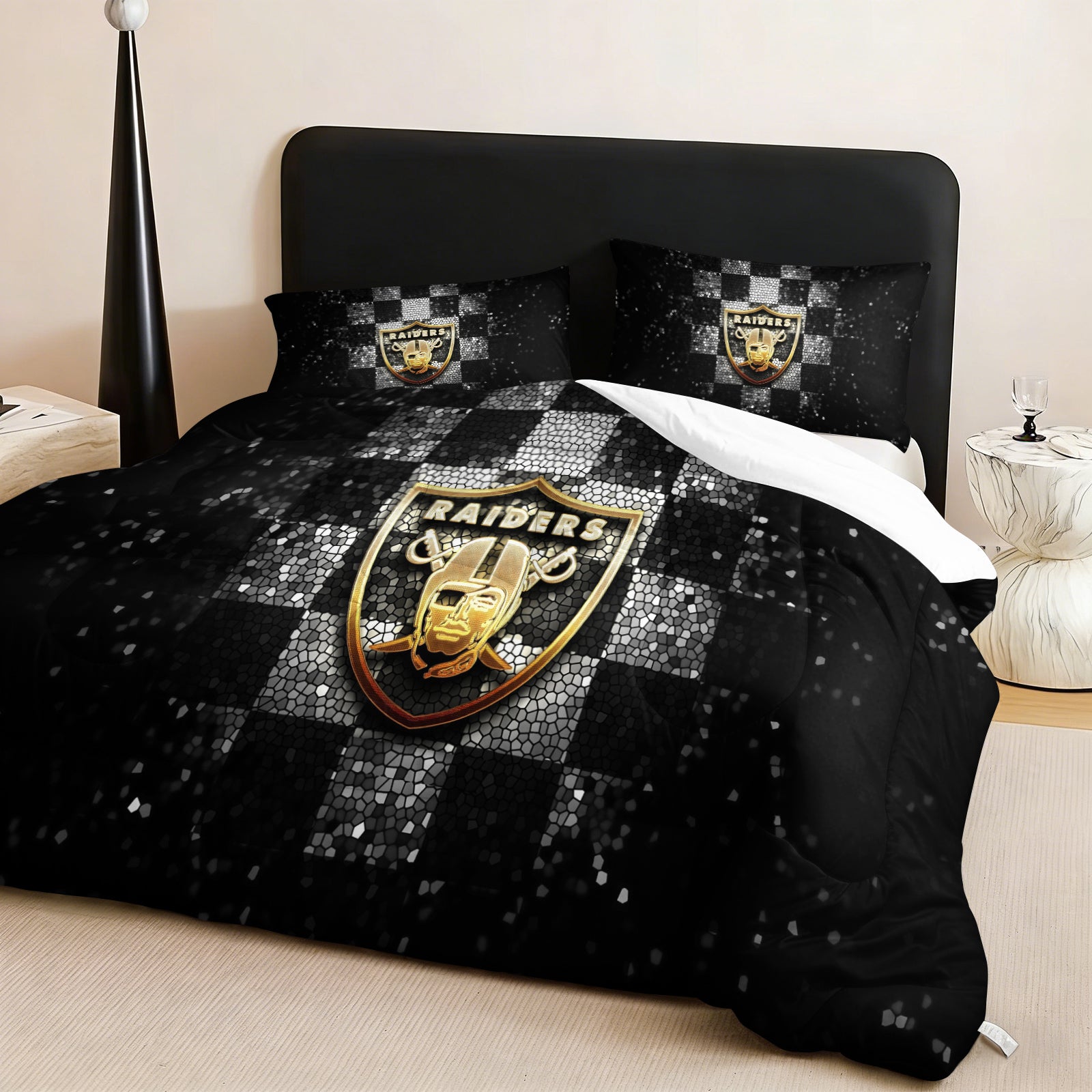 Las Vegas Raiders Comforter Pillowcase Sets Blanket All Season Reversible Quilted Duvet
