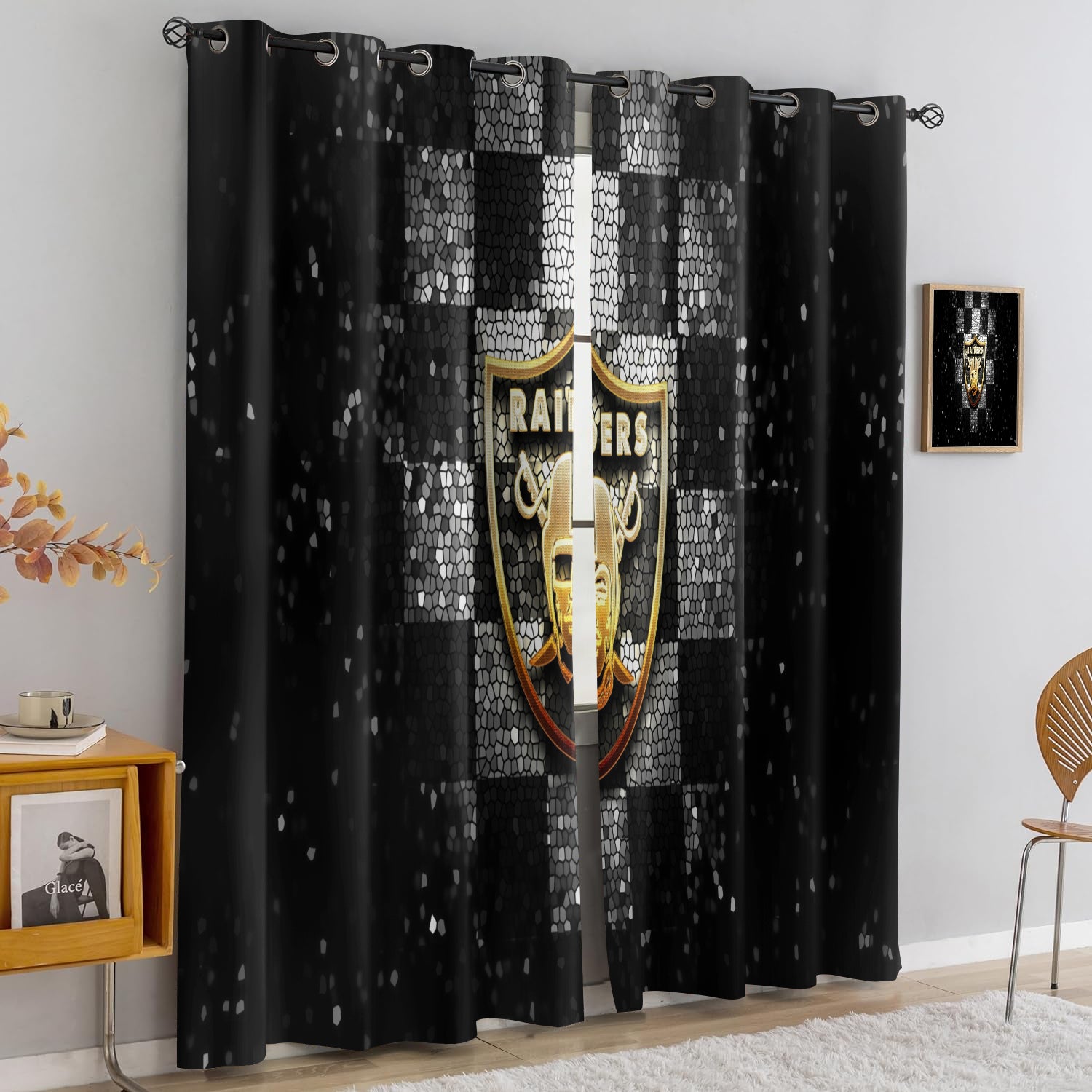 Las Vegas Raiders Blackout Curtains Drapes For Window Treatment Set