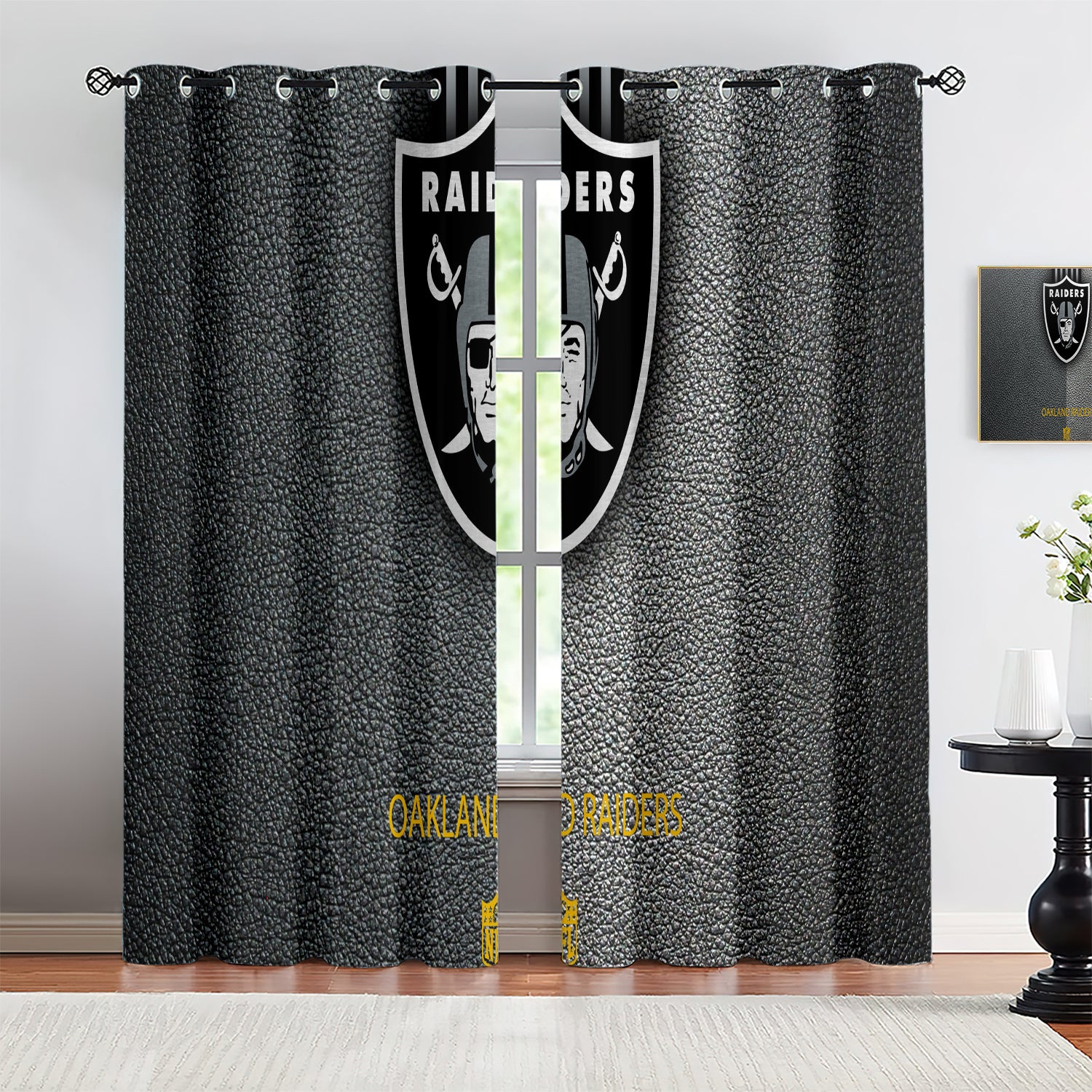Las Vegas Raiders Blackout Curtains Drapes For Window Treatment Set