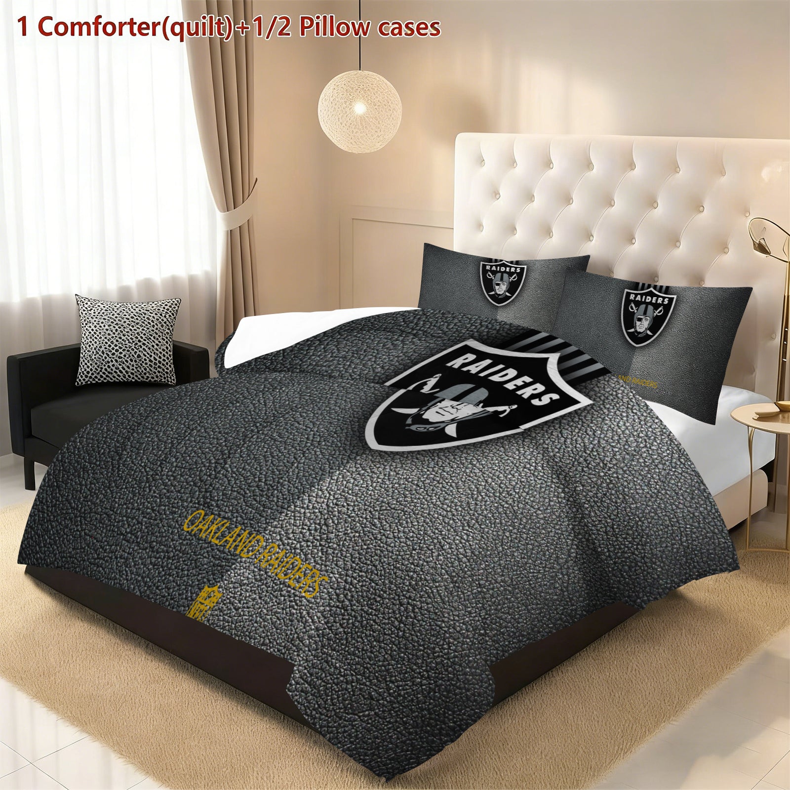 Las Vegas Raiders Comforter Pillowcase Sets Blanket All Season Reversible Quilted Duvet