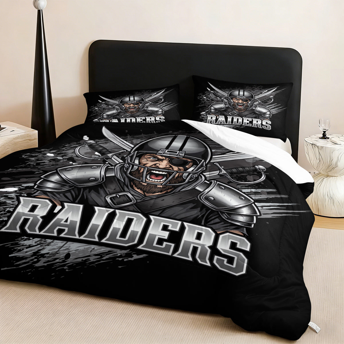 Las Vegas Raiders Comforter Pillowcase Sets Blanket All Season Reversible Quilted Duvet