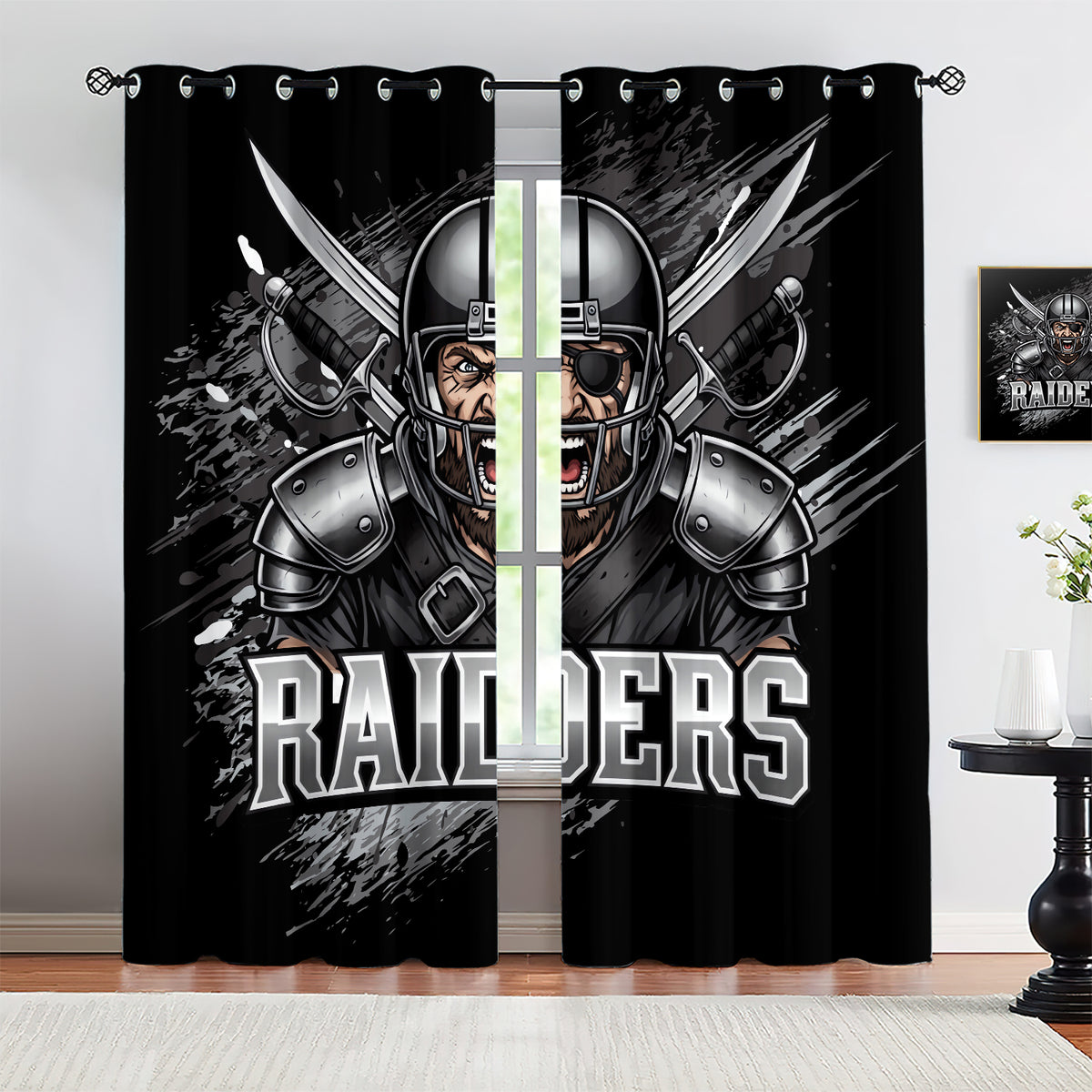 Las Vegas Raiders Blackout Curtains Drapes For Window Treatment Set