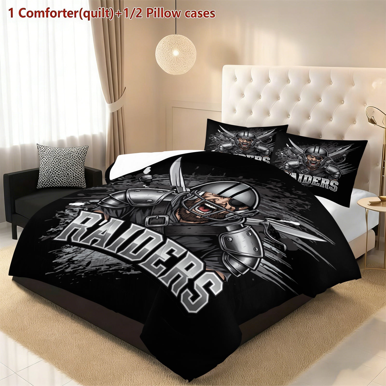 Las Vegas Raiders Comforter Pillowcase Sets Blanket All Season Reversible Quilted Duvet