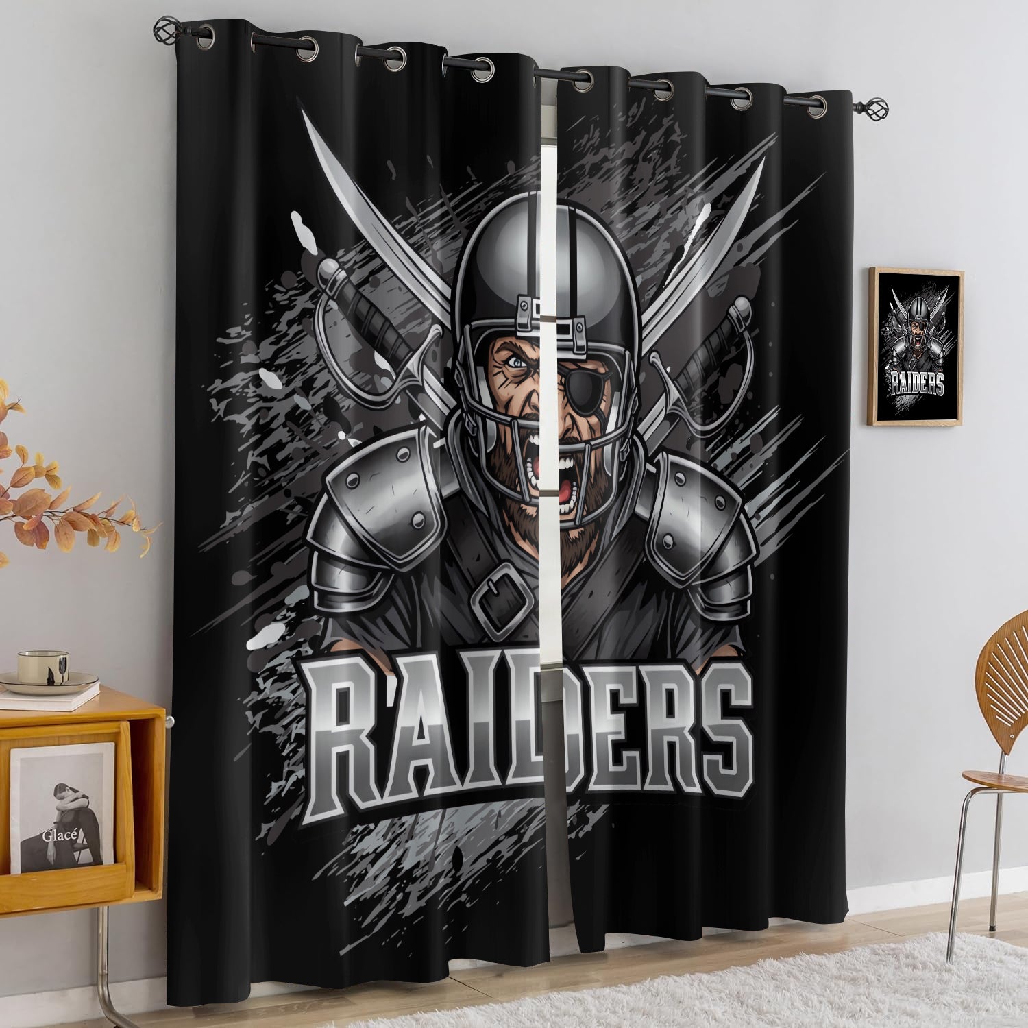 Las Vegas Raiders Blackout Curtains Drapes For Window Treatment Set