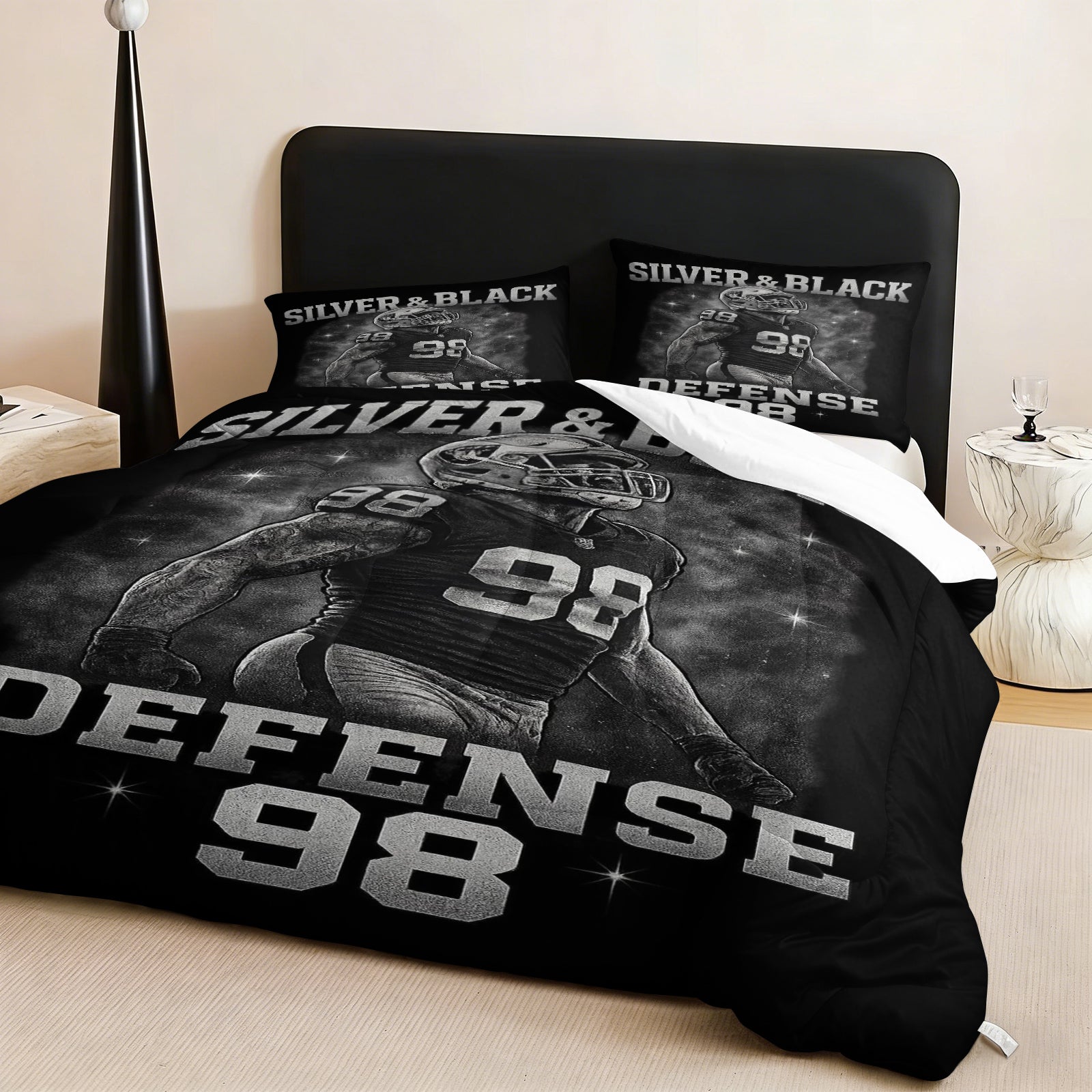 Las Vegas Raiders Comforter Pillowcase Sets Blanket All Season Reversible Quilted Duvet