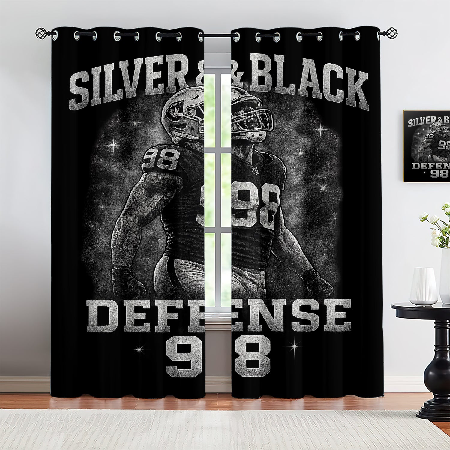 Las Vegas Raiders Blackout Curtains Drapes For Window Treatment Set