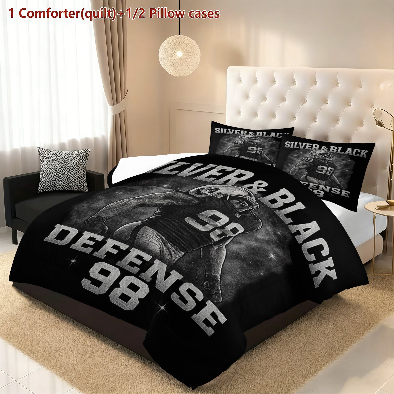 Las Vegas Raiders Comforter Pillowcase Sets Blanket All Season Reversible Quilted Duvet