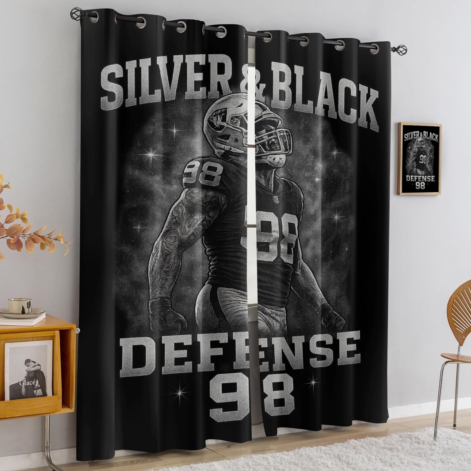 Las Vegas Raiders Blackout Curtains Drapes For Window Treatment Set