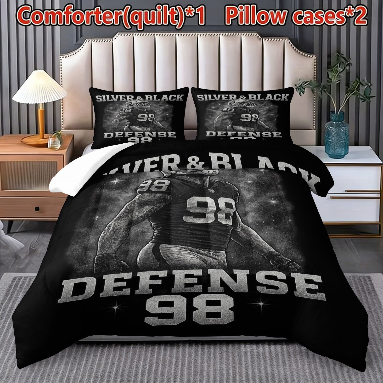 Las Vegas Raiders Comforter Pillowcase Sets Blanket All Season Reversible Quilted Duvet
