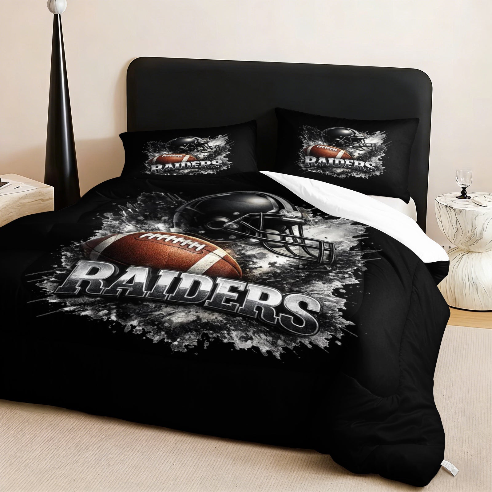 Las Vegas Raiders Comforter Pillowcase Sets Blanket All Season Reversible Quilted Duvet