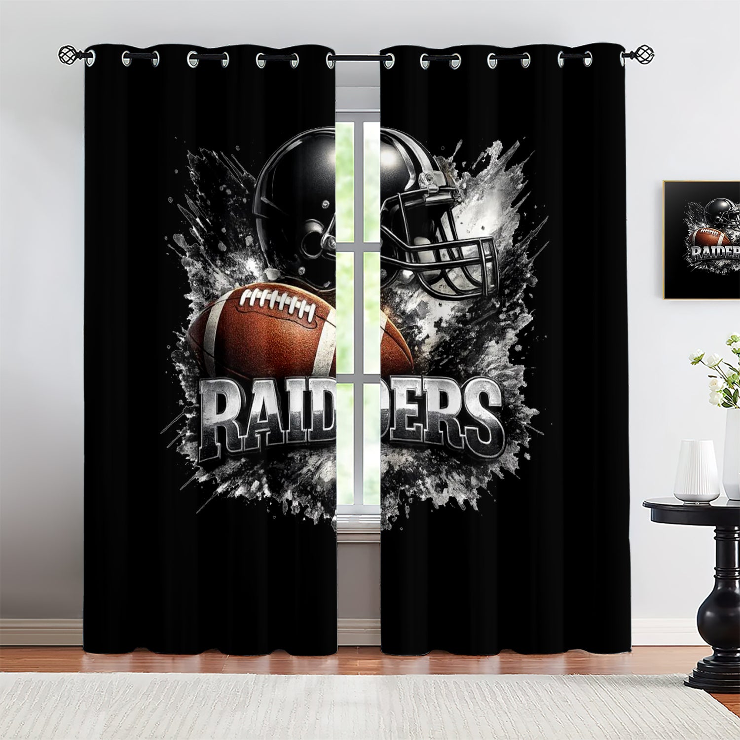 Las Vegas Raiders Blackout Curtains Drapes For Window Treatment Set