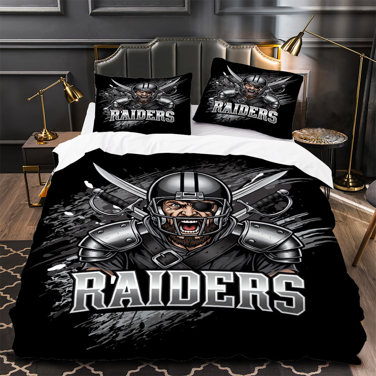 Las Vegas Raiders Football Duvet Cover Quilt Case Pillowcase Bedding Set Without Filler