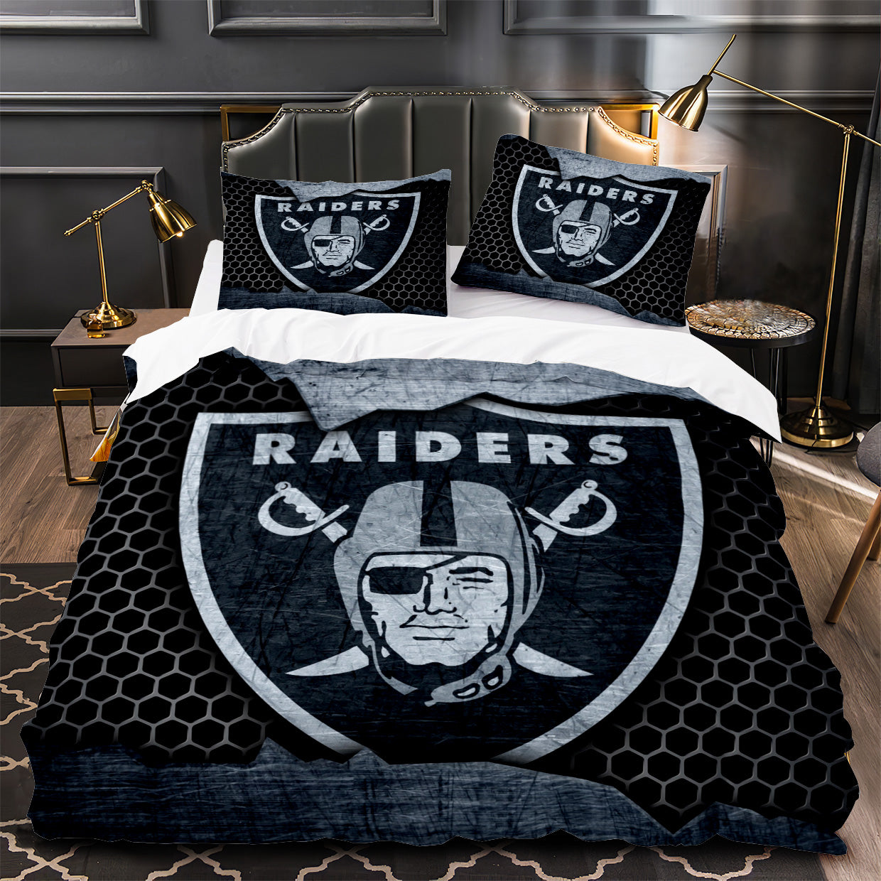 Las Vegas Raiders Football Duvet Cover Quilt Case Pillowcase Bedding Set Without Filler