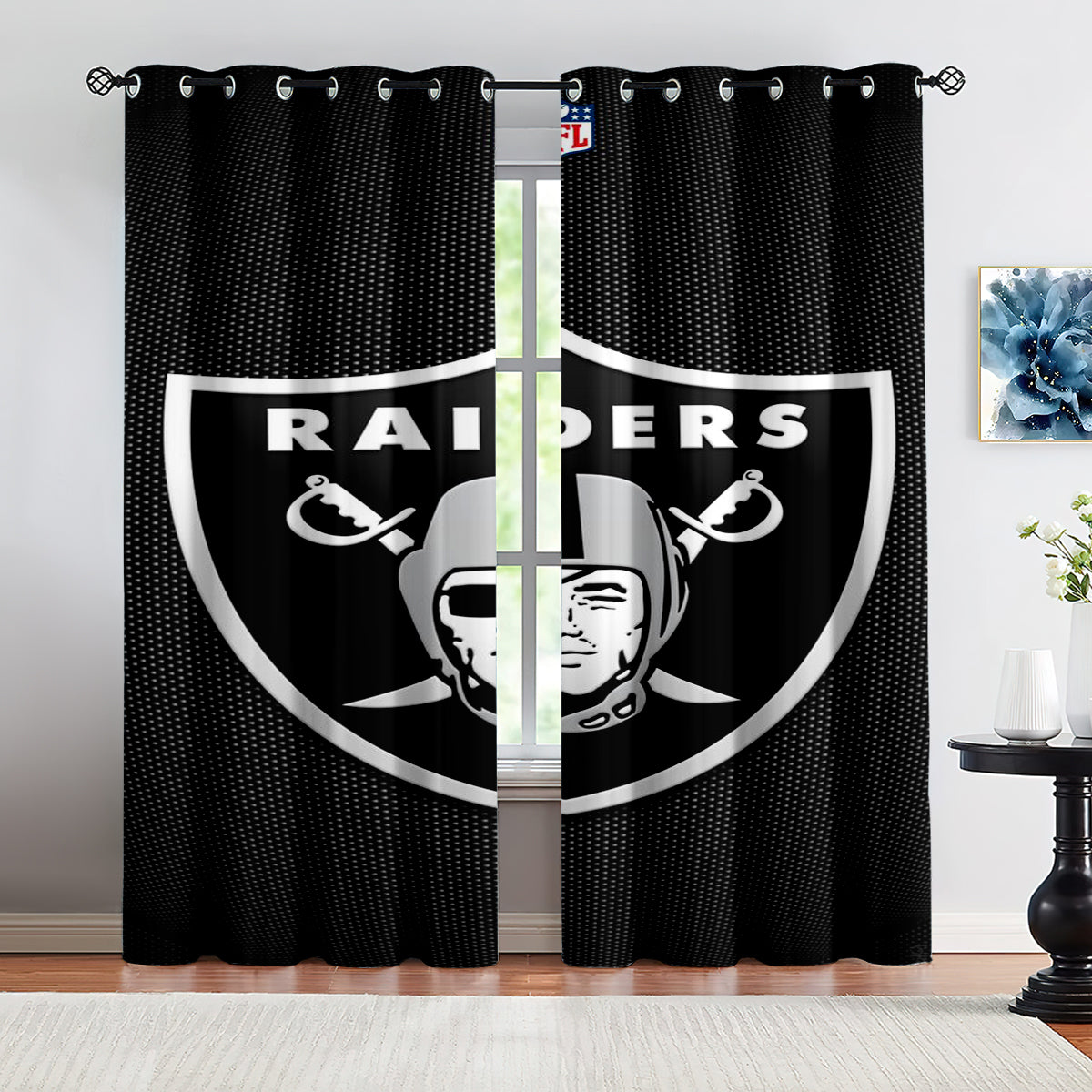 Las Vegas Raiders Football League Blackout Curtains Drapes for Window Treatment Set