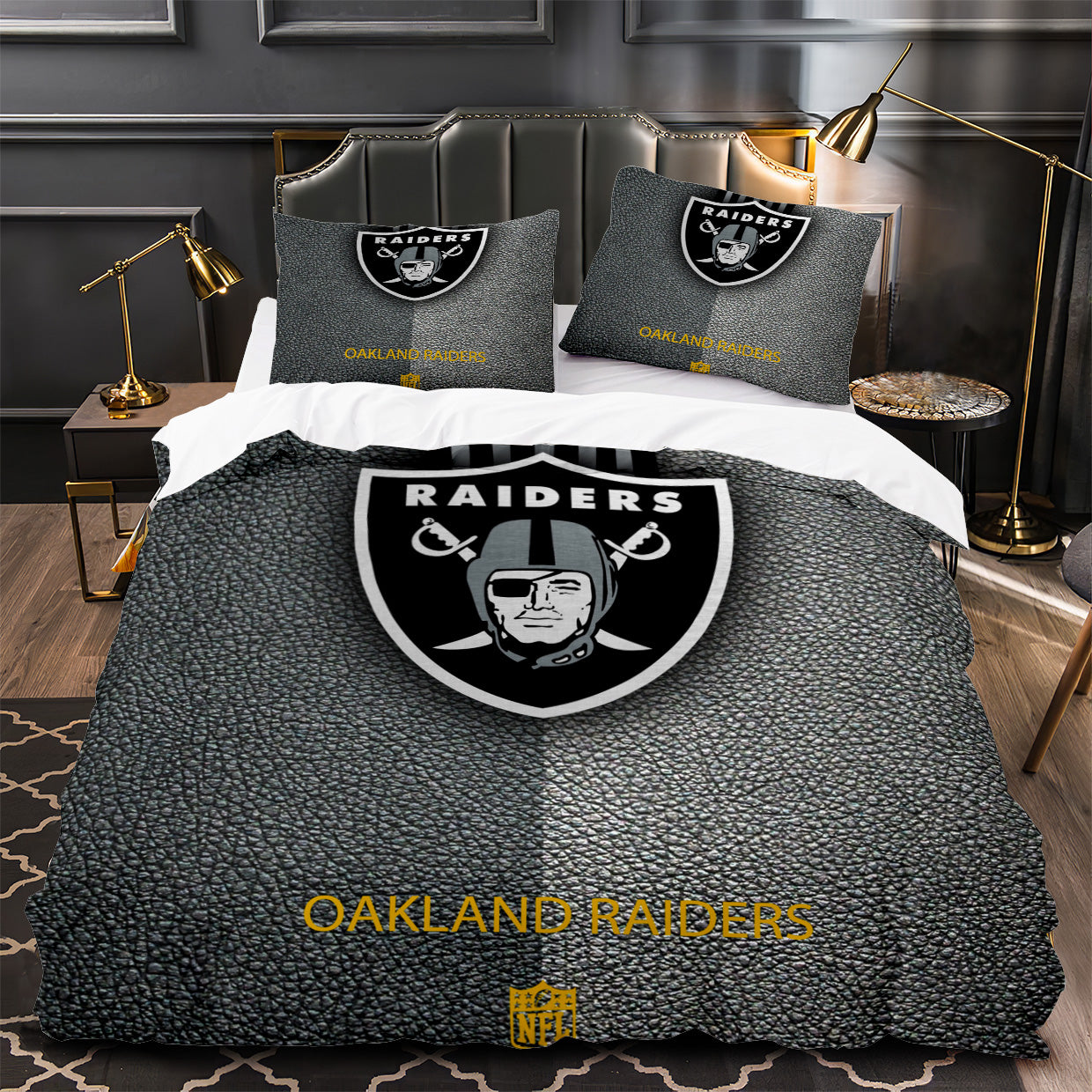 Las Vegas Raiders Football Duvet Cover Quilt Case Pillowcase Bedding Set Without Filler