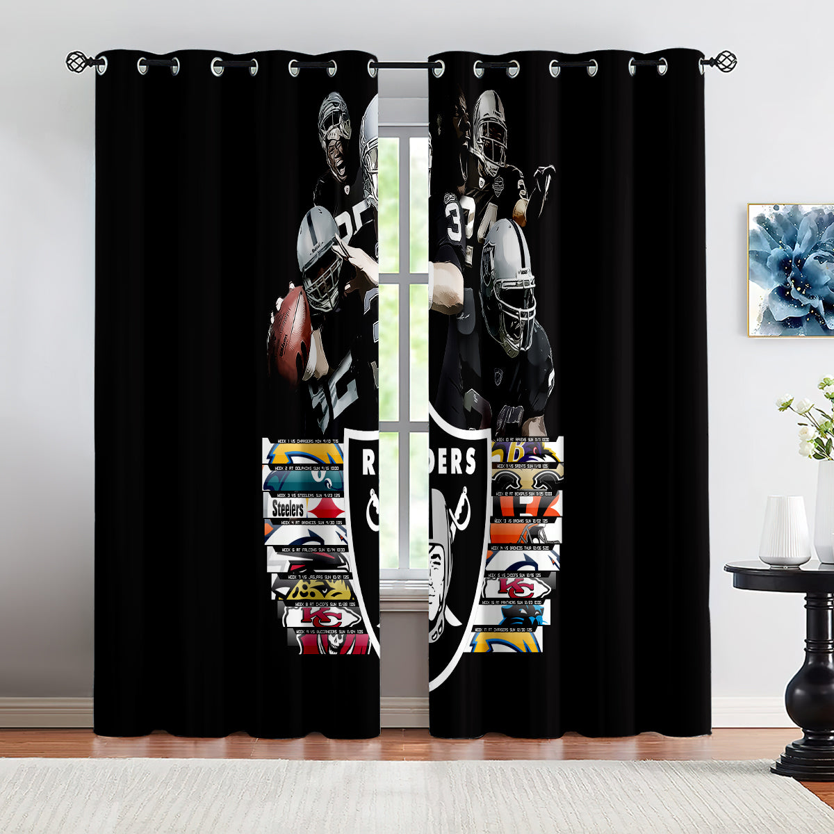 Las Vegas Raiders Football League Blackout Curtains Drapes for Window Treatment Set