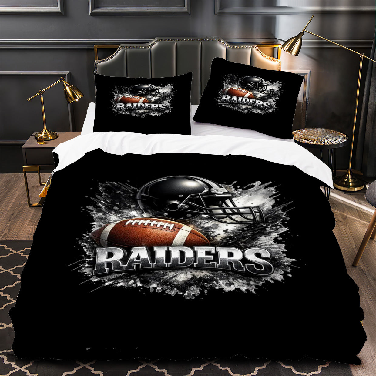 Las Vegas Raiders Football Duvet Cover Quilt Case Pillowcase Bedding Set Without Filler