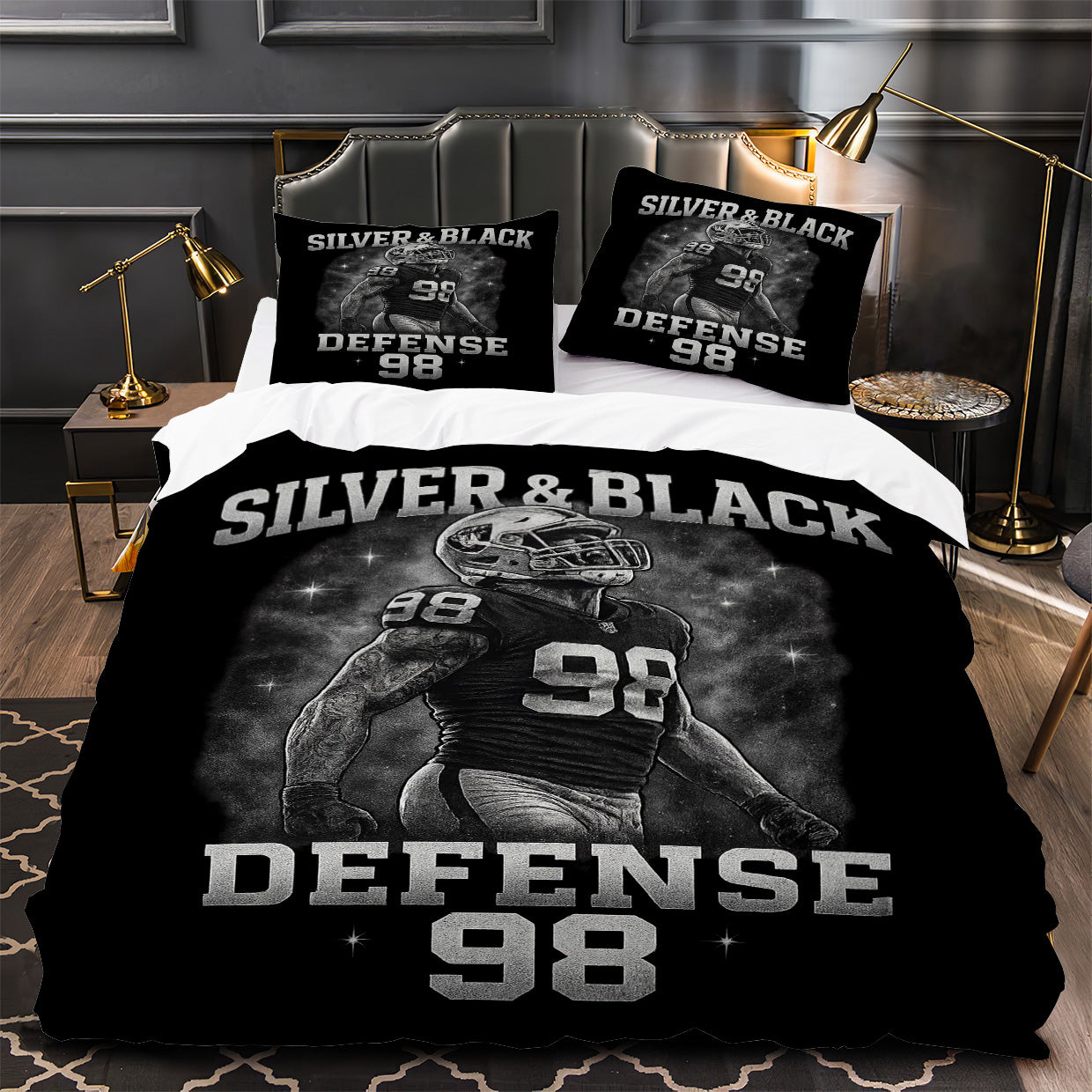 Las Vegas Raiders Football Duvet Cover Quilt Case Pillowcase Bedding Set Without Filler