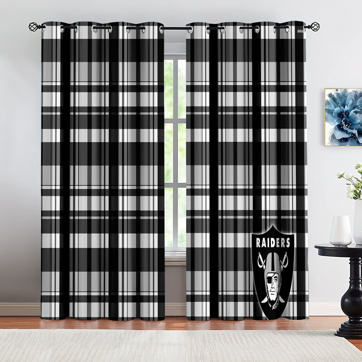 Las Vegas Raiders Football League Blackout Curtains Drapes for Window Treatment Set