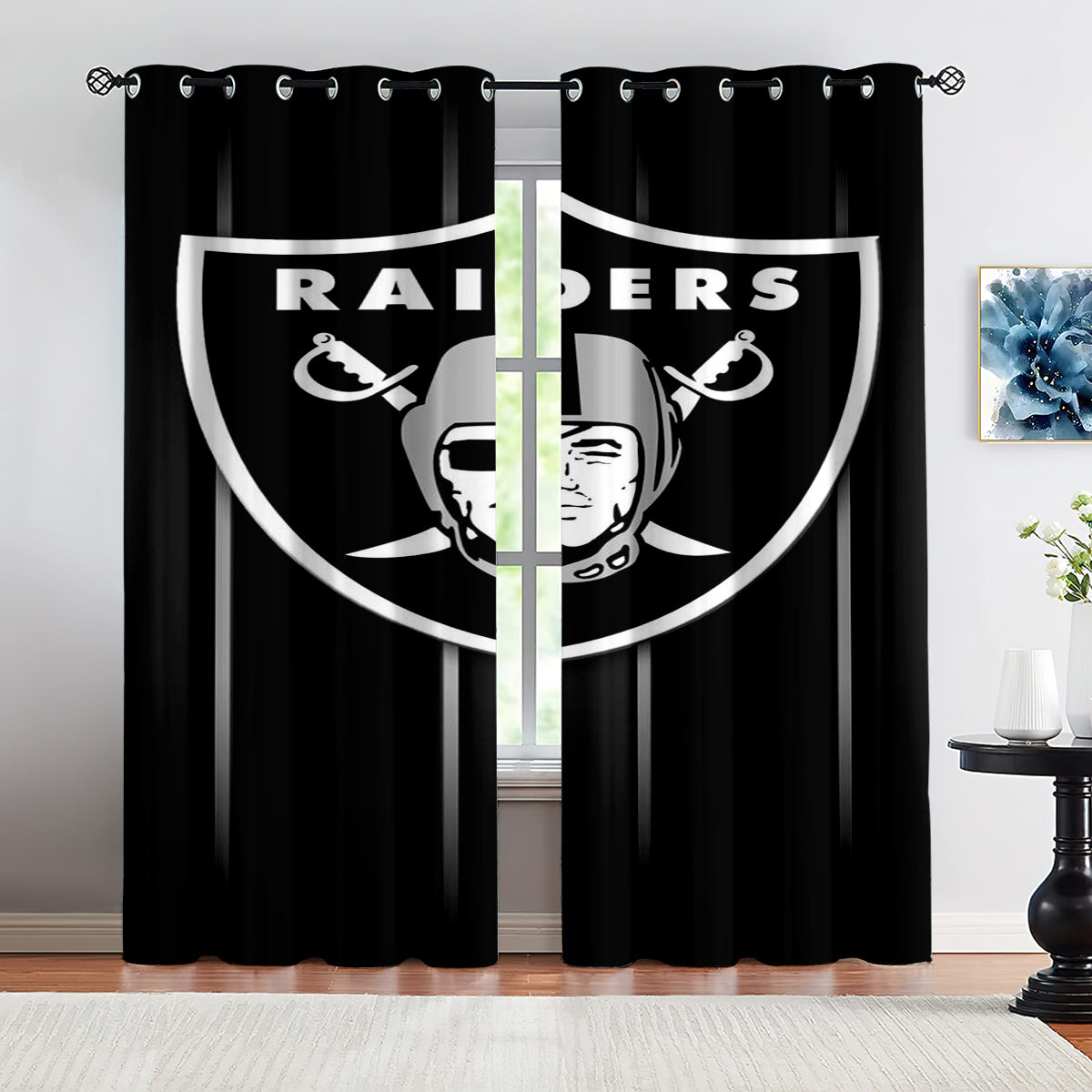 Las Vegas Raiders Football League Blackout Curtains Drapes for Window Treatment Set