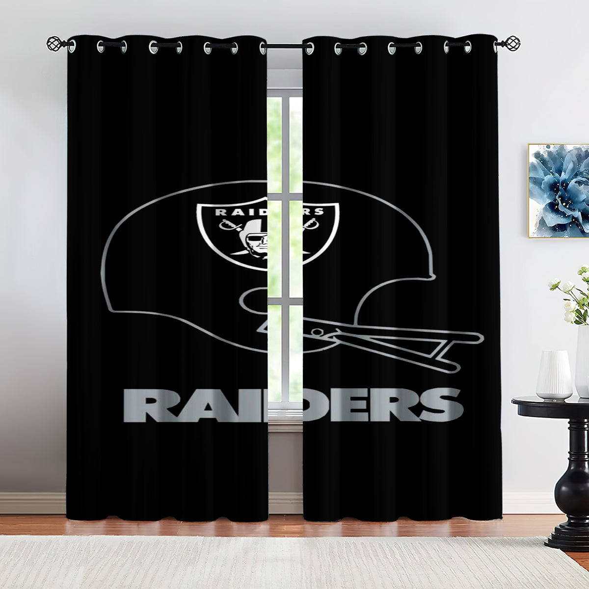 Las Vegas Raiders Football League Blackout Curtains Drapes for Window Treatment Set