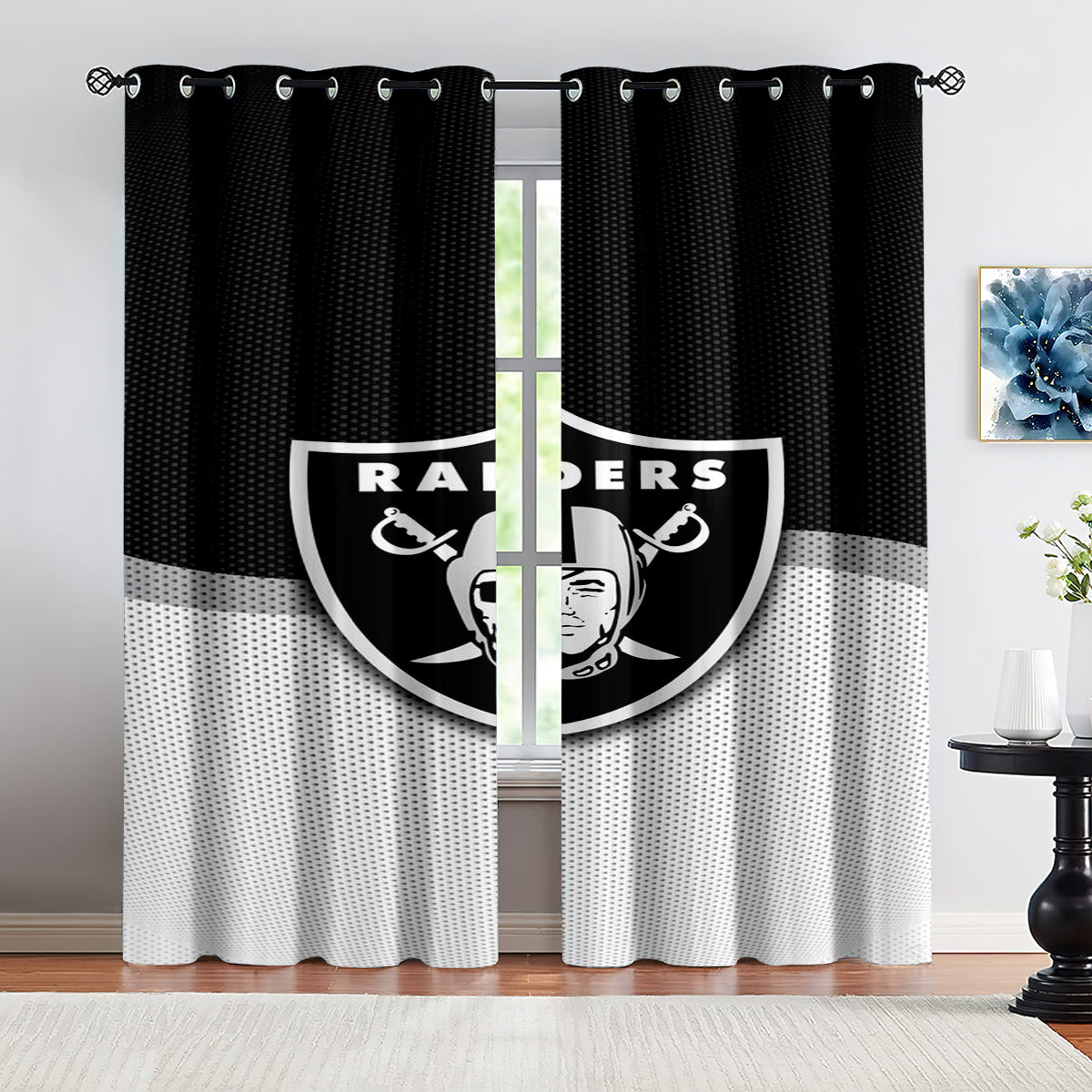 Las Vegas Raiders Football League Blackout Curtains Drapes for Window Treatment Set