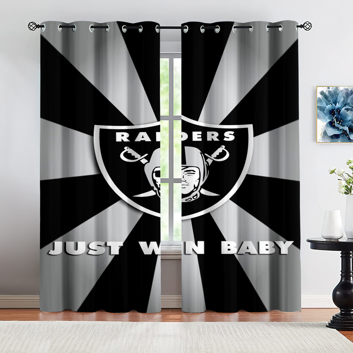 Las Vegas Raiders Football League Blackout Curtains Drapes for Window Treatment Set