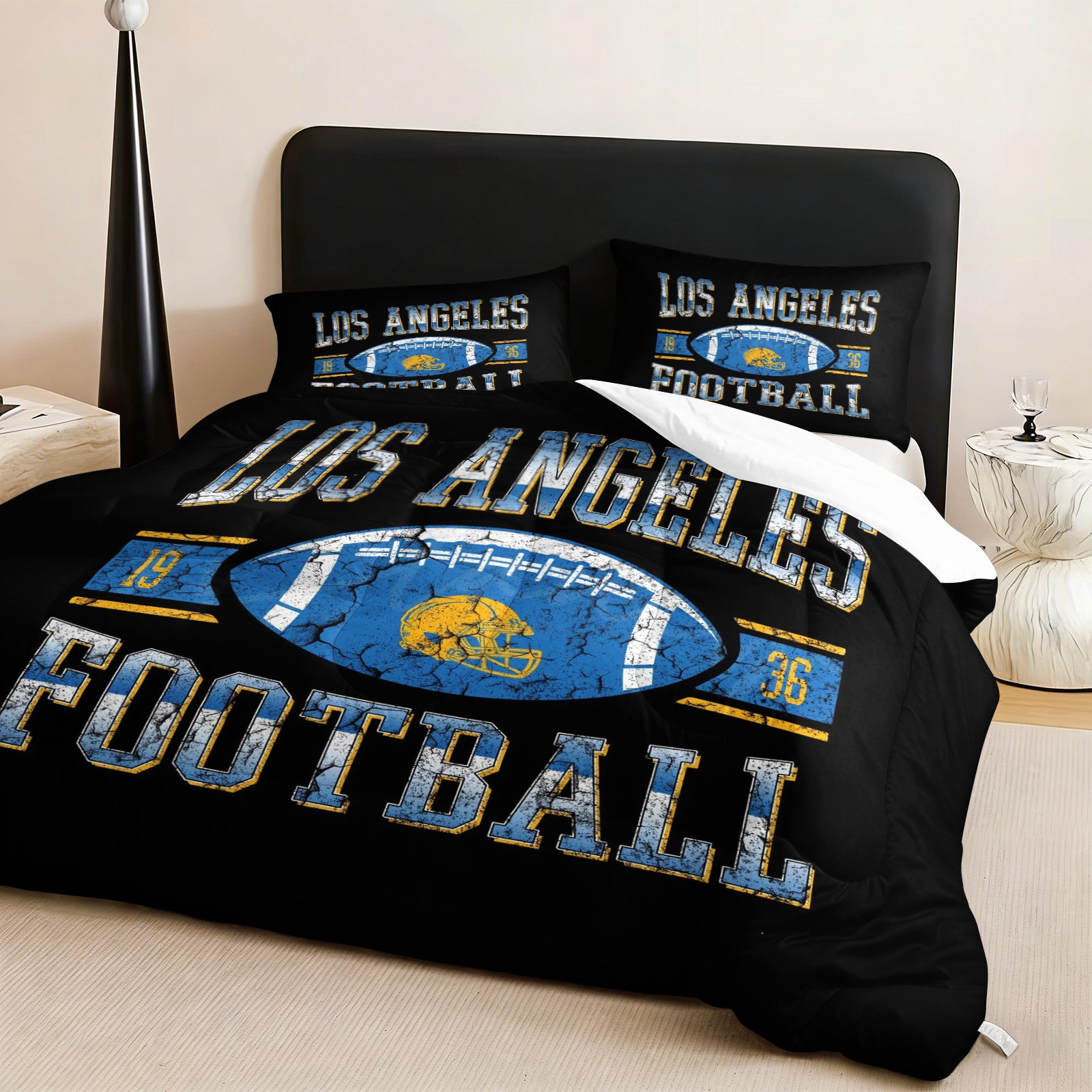 Los Angeles Chargers Comforter Pillowcase Sets Blanket All Season Reversible Quilted Duvet