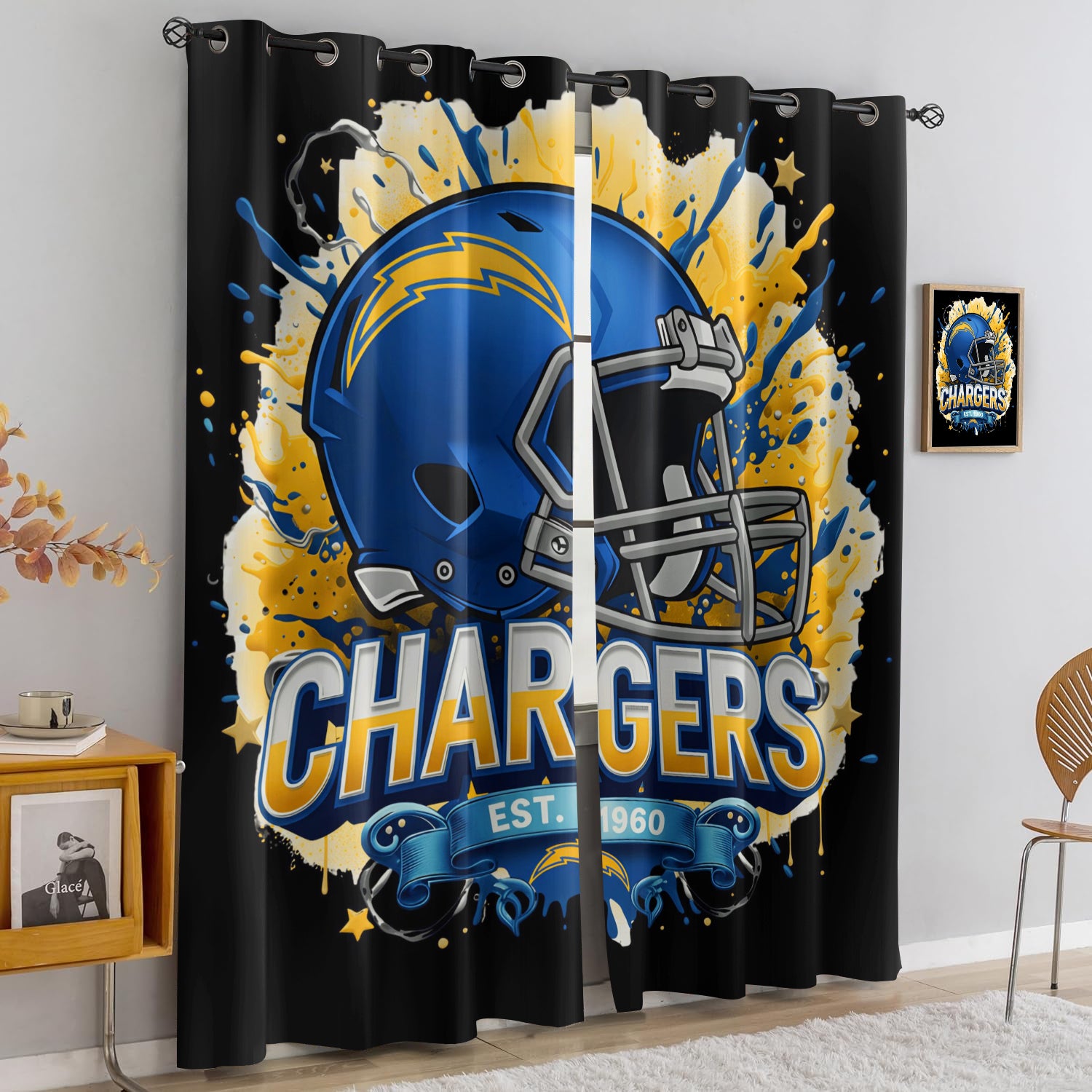 Los Angeles Chargers Blackout Curtains Drapes For Window Treatment Set