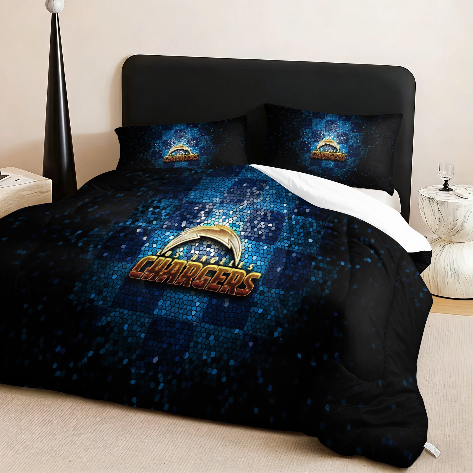 Los Angeles Chargers Comforter Pillowcase Sets Blanket All Season Reversible Quilted Duvet