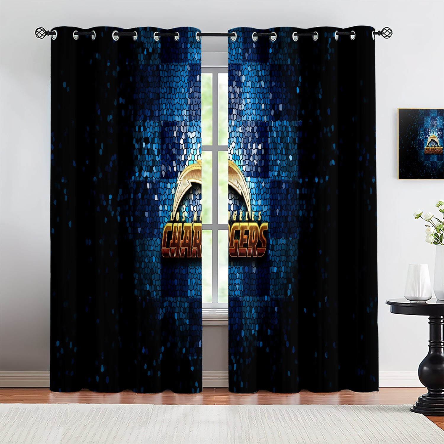 Los Angeles Chargers Blackout Curtains Drapes For Window Treatment Set