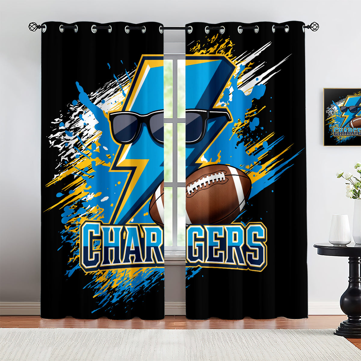 Los Angeles Chargers Blackout Curtains Drapes For Window Treatment Set