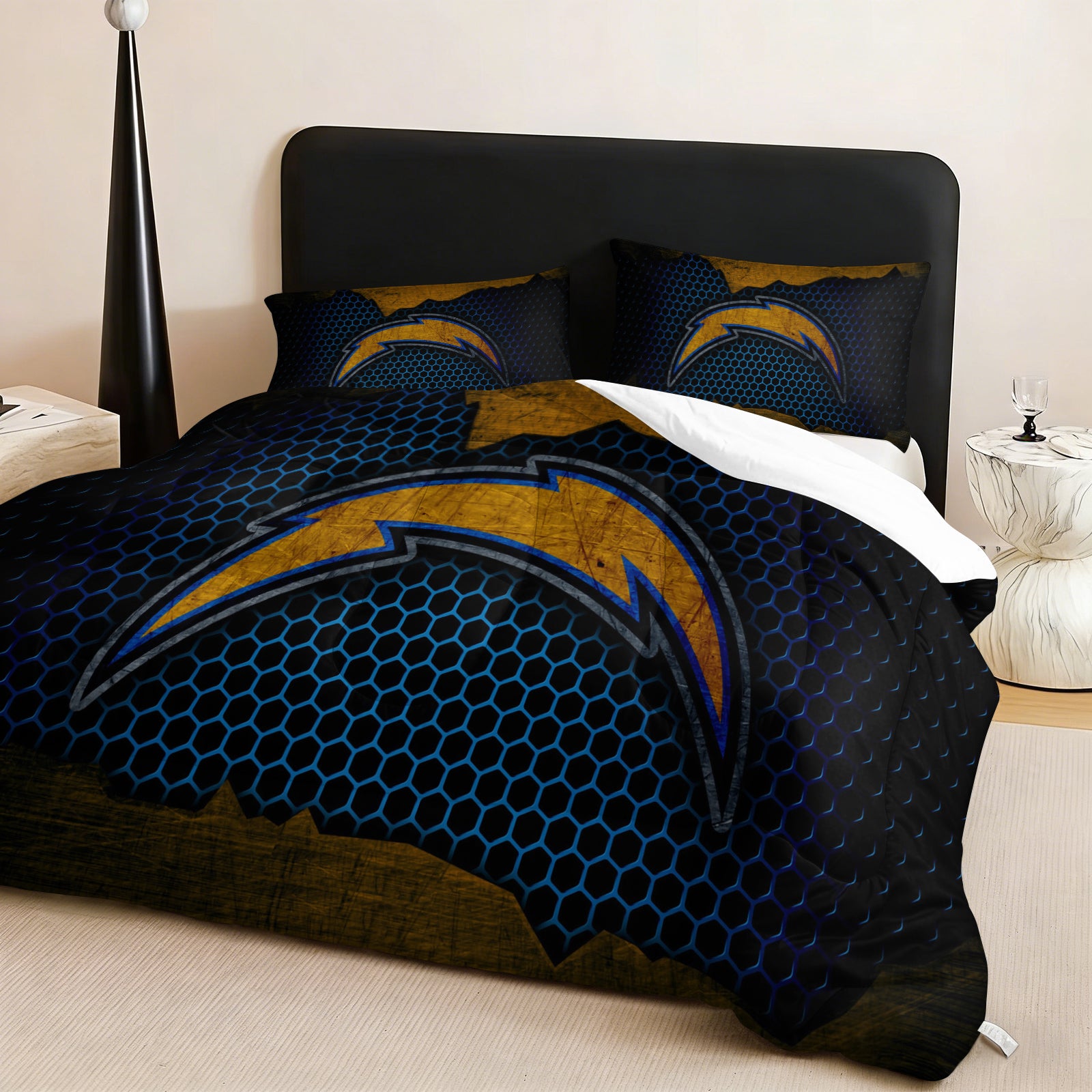 Los Angeles Chargers Comforter Pillowcase Sets Blanket All Season Reversible Quilted Duvet