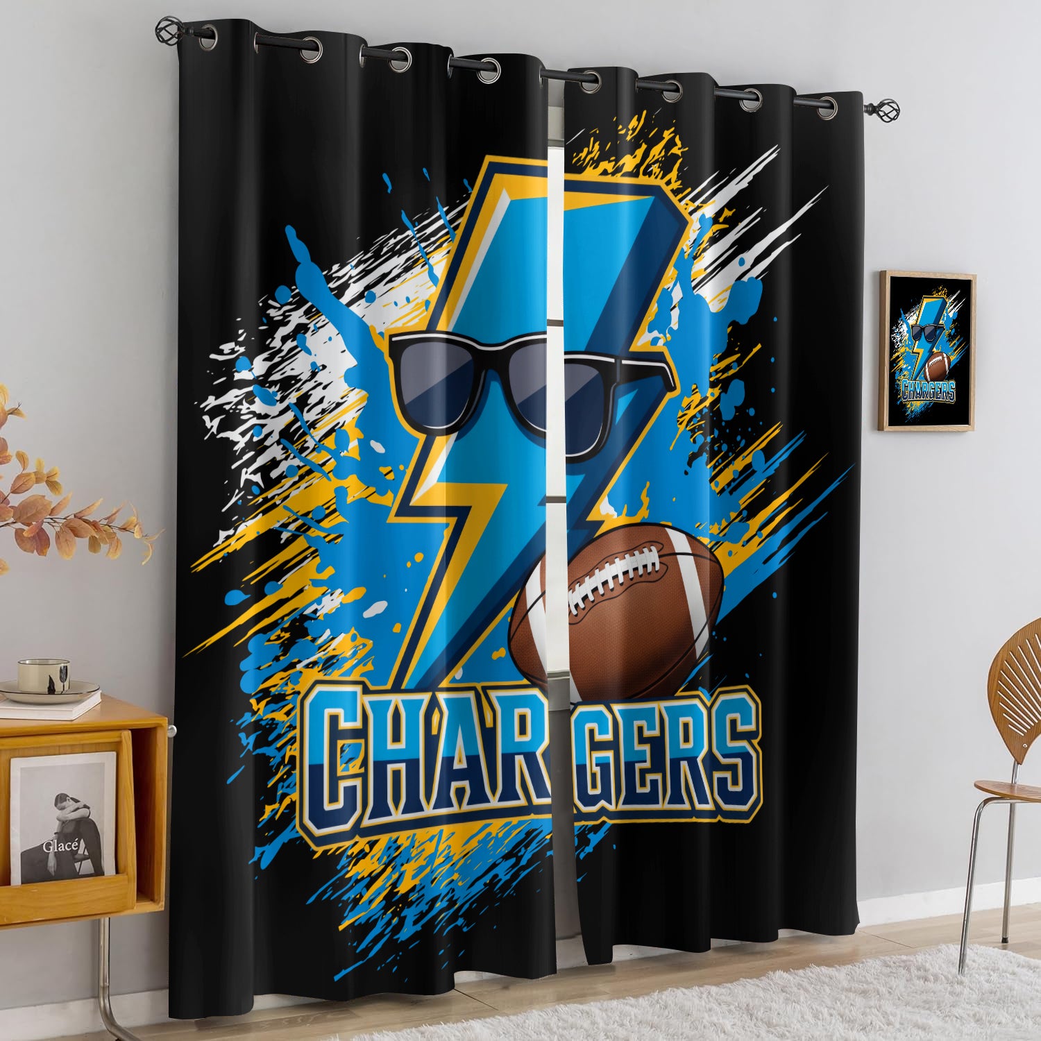Los Angeles Chargers Blackout Curtains Drapes For Window Treatment Set