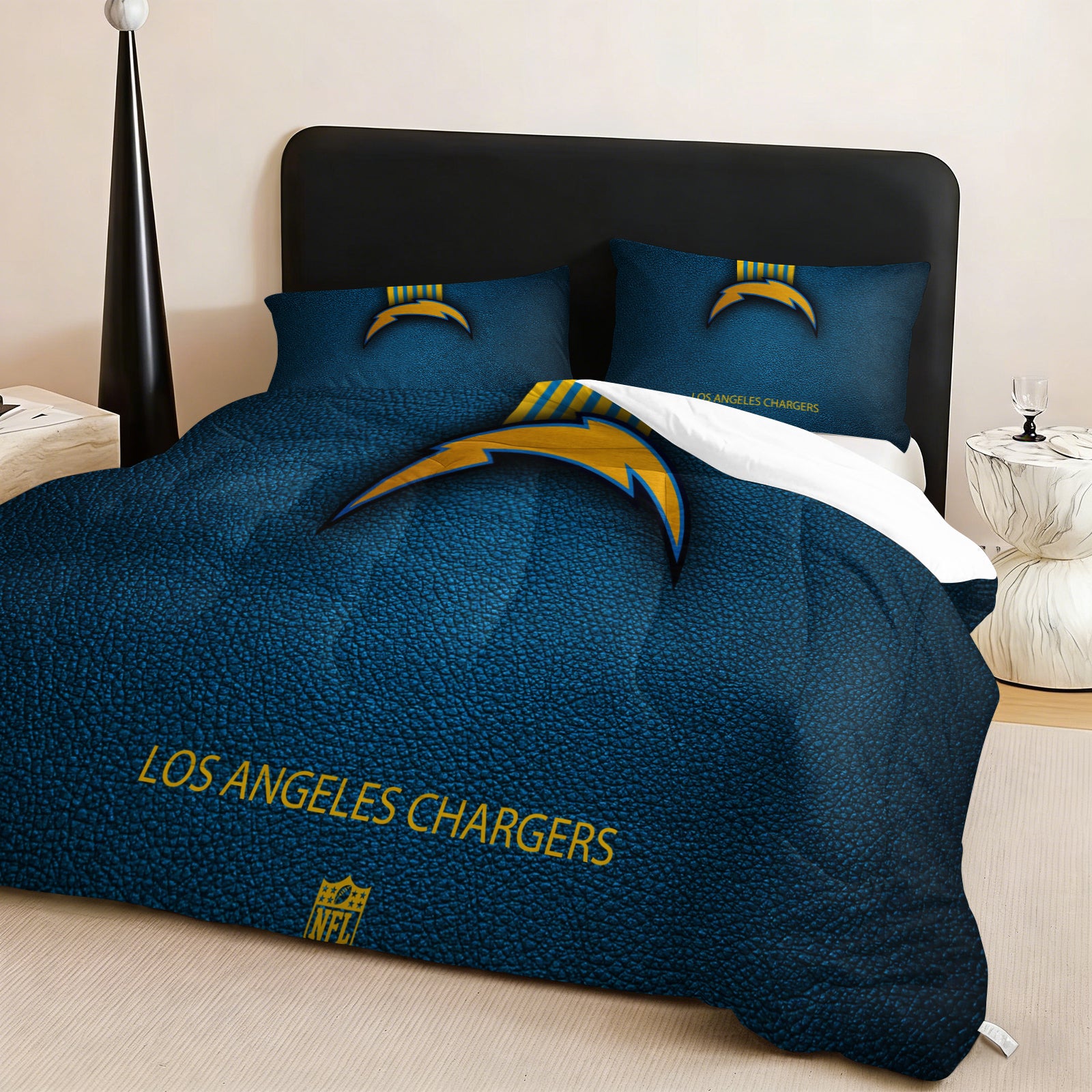 Los Angeles Chargers Comforter Pillowcase Sets Blanket All Season Reversible Quilted Duvet