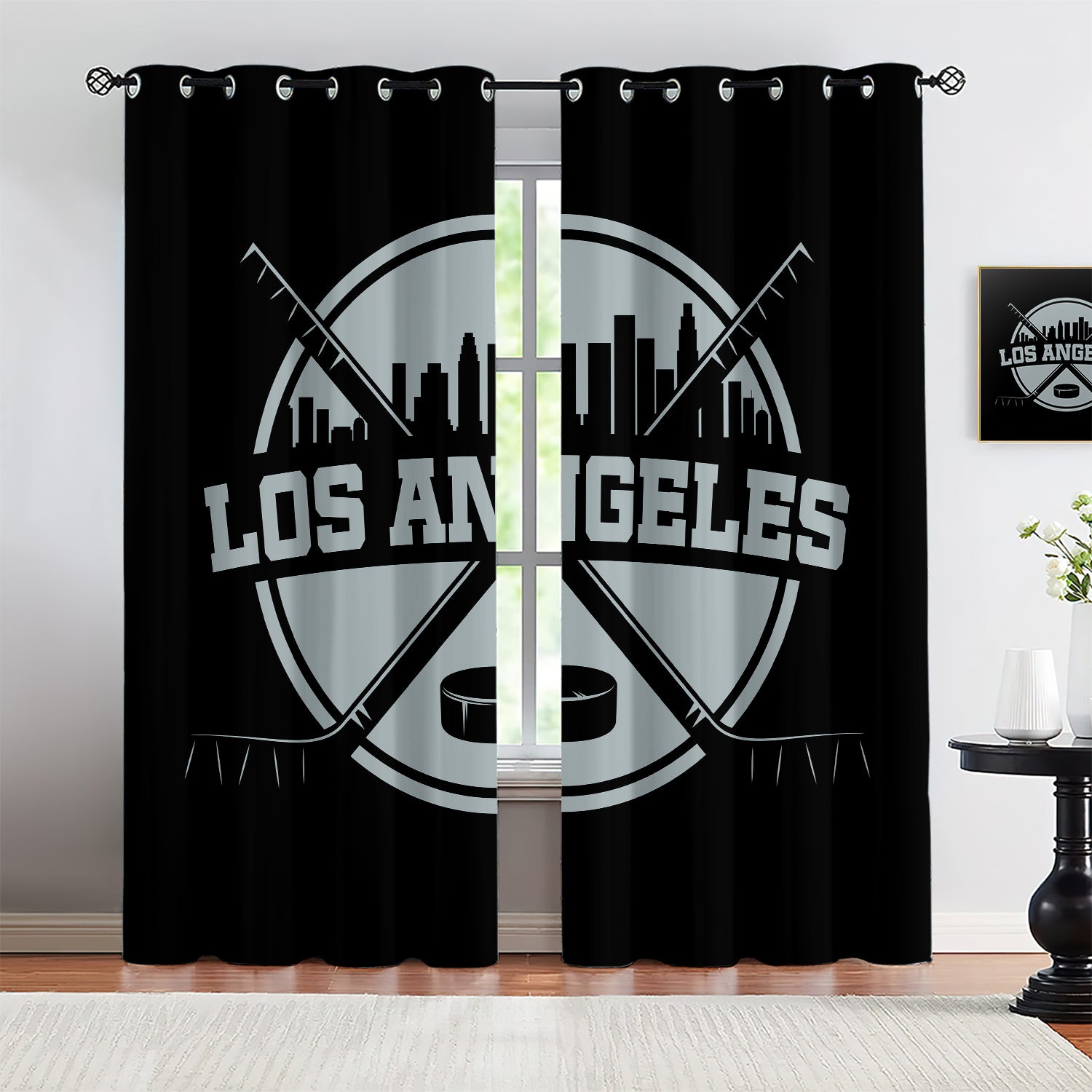 Los Angeles Kings Blackout Curtains Drapes For Window Treatment Set