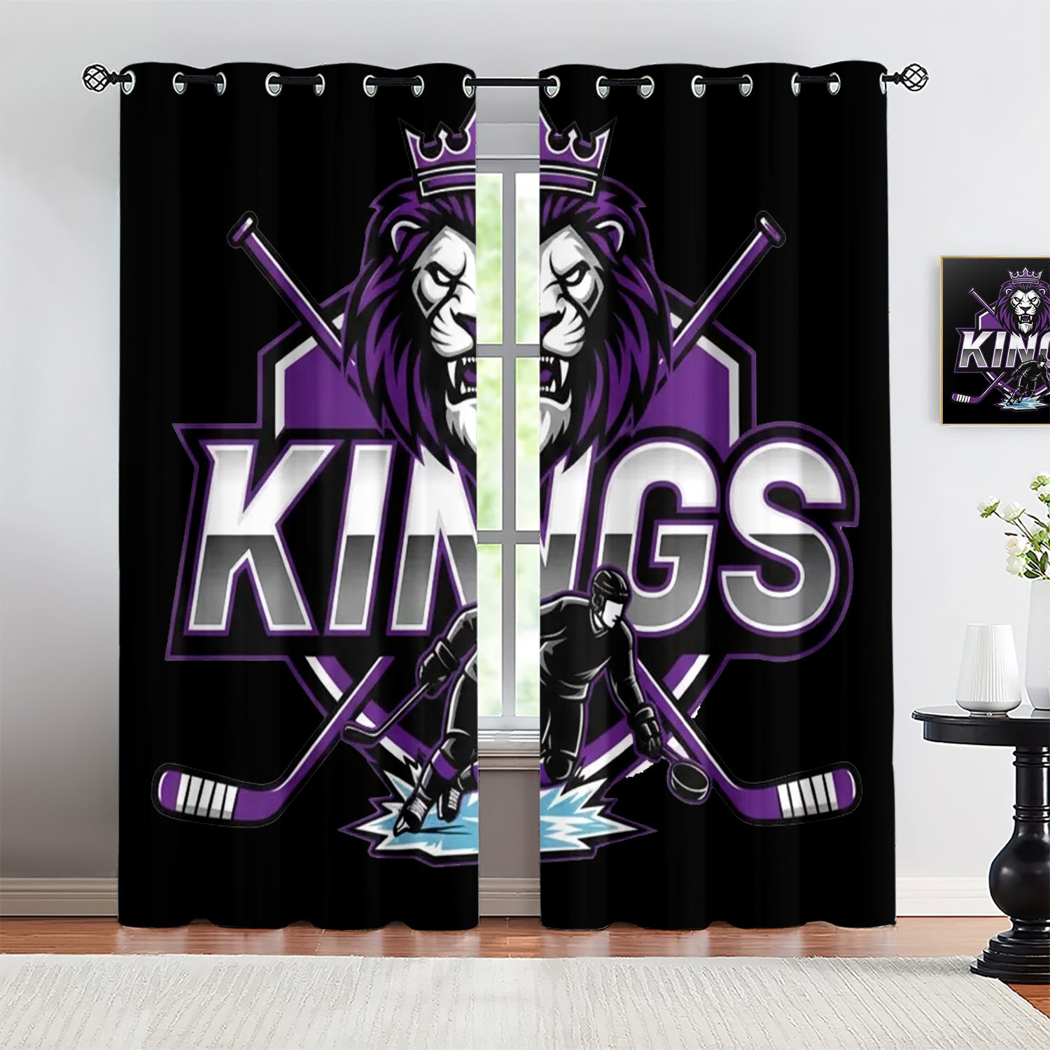 Los Angeles Kings Blackout Curtains Drapes For Window Treatment Set