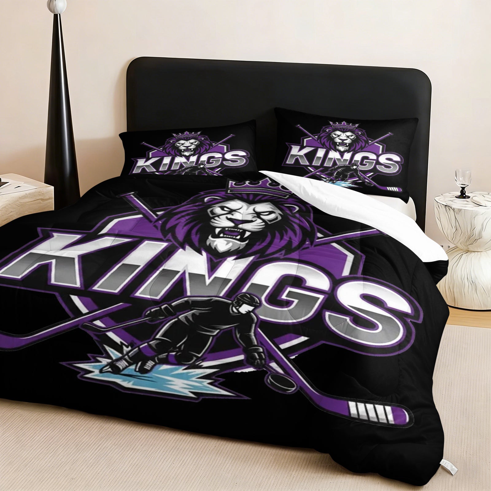 Los Angeles Kings Hockey League Comforter Pillowcase Sets Blanket All Season Reversible Quilted Duvet
