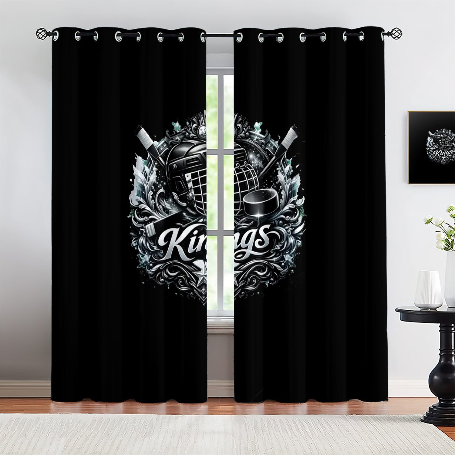 Los Angeles Kings Blackout Curtains Drapes For Window Treatment Set