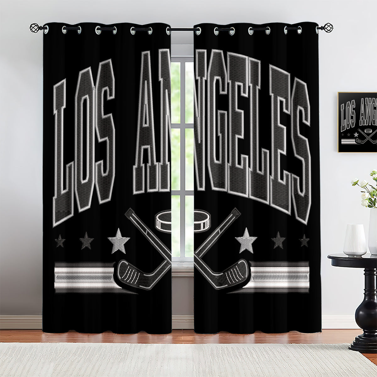 Los Angeles Kings Blackout Curtains Drapes For Window Treatment Set