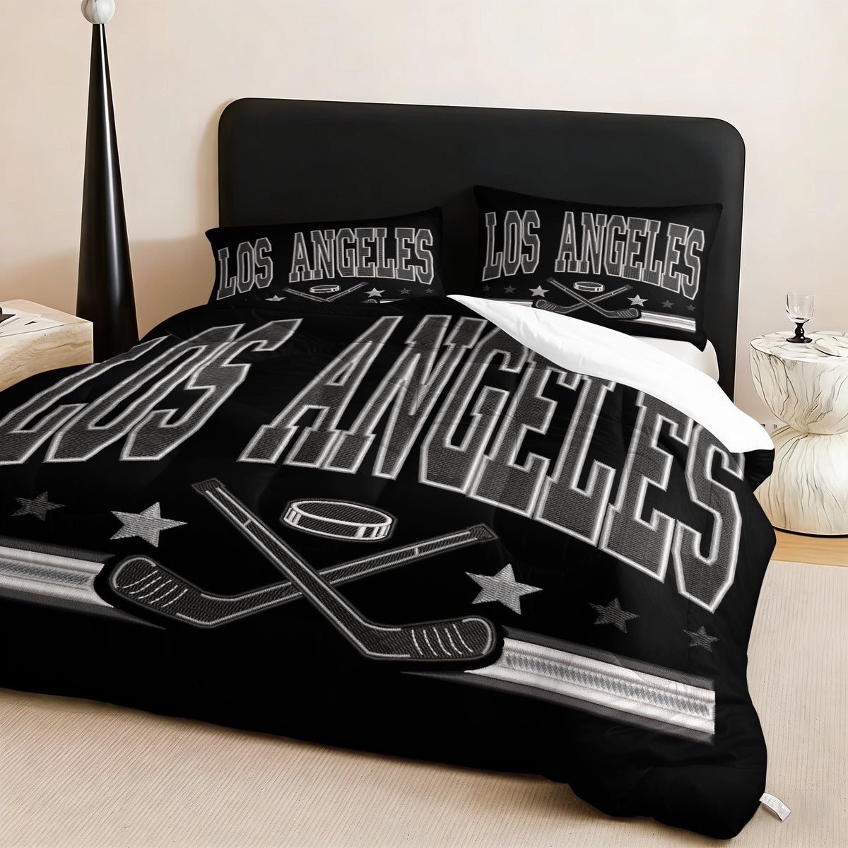 Los Angeles Kings Hockey League Comforter Pillowcase Sets Blanket All Season Reversible Quilted Duvet