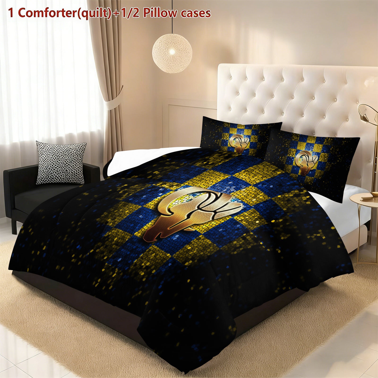 Los Angeles Rams Comforter Pillowcase Sets Blanket All Season Reversible Quilted Duvet