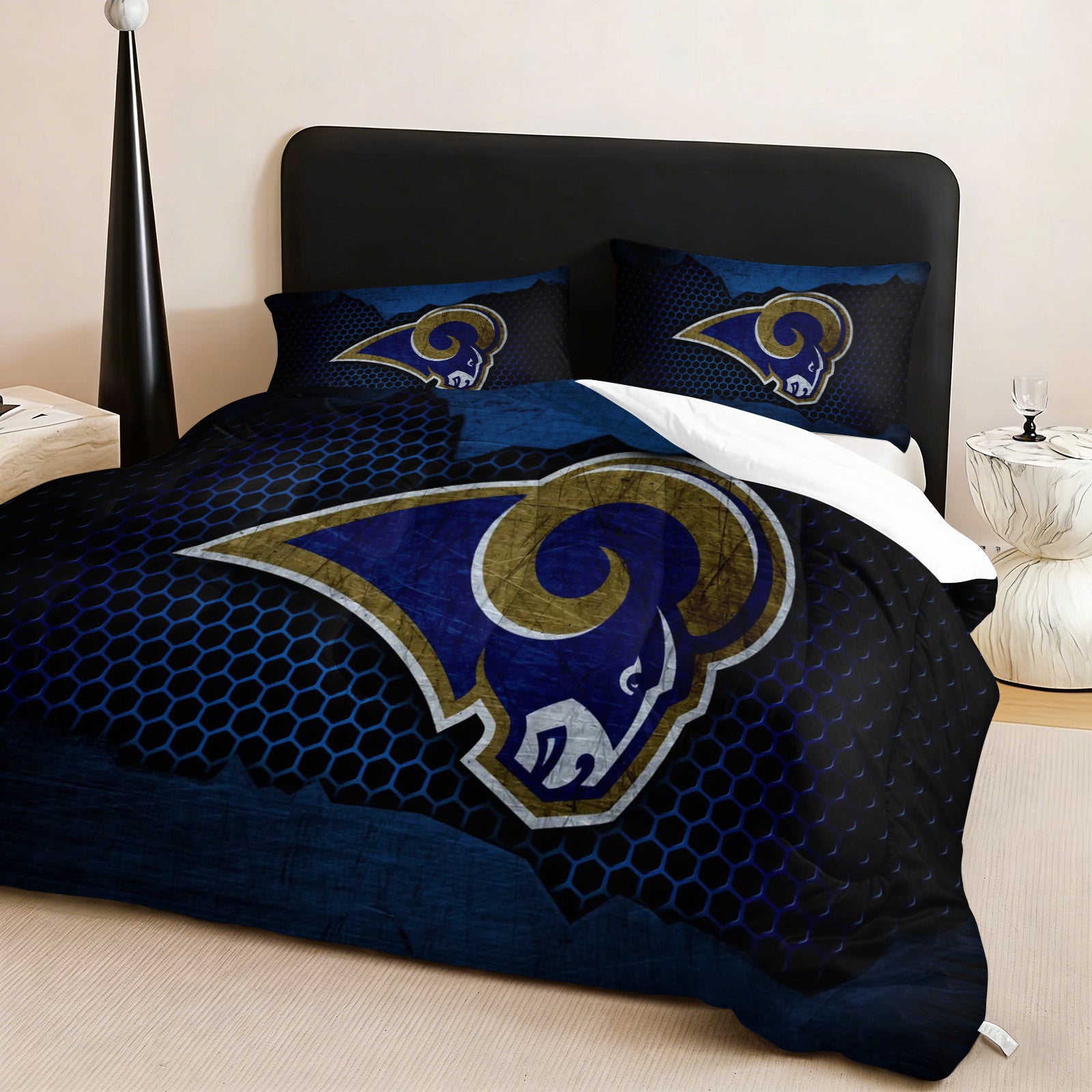Los Angeles Rams Comforter Pillowcase Sets Blanket All Season Reversible Quilted Duvet