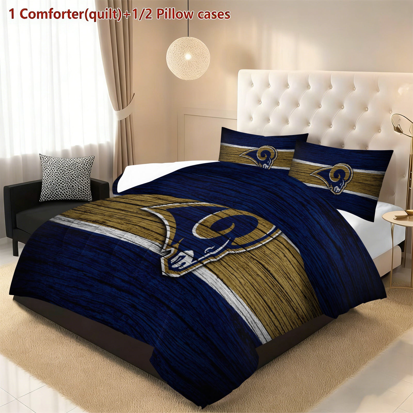 Los Angeles Rams Comforter Pillowcase Sets Blanket All Season Reversible Quilted Duvet