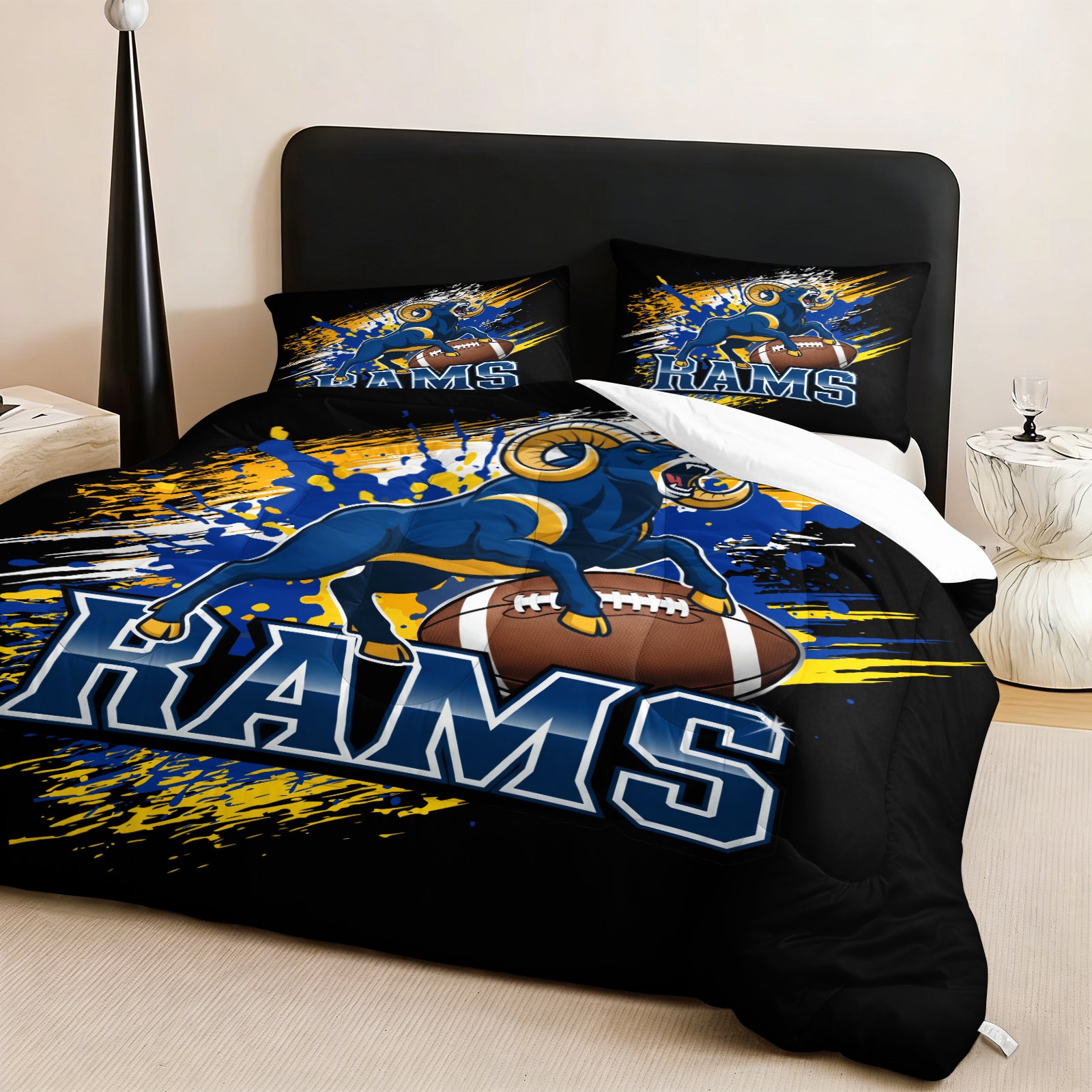 Los Angeles Rams Comforter Pillowcase Sets Blanket All Season Reversible Quilted Duvet