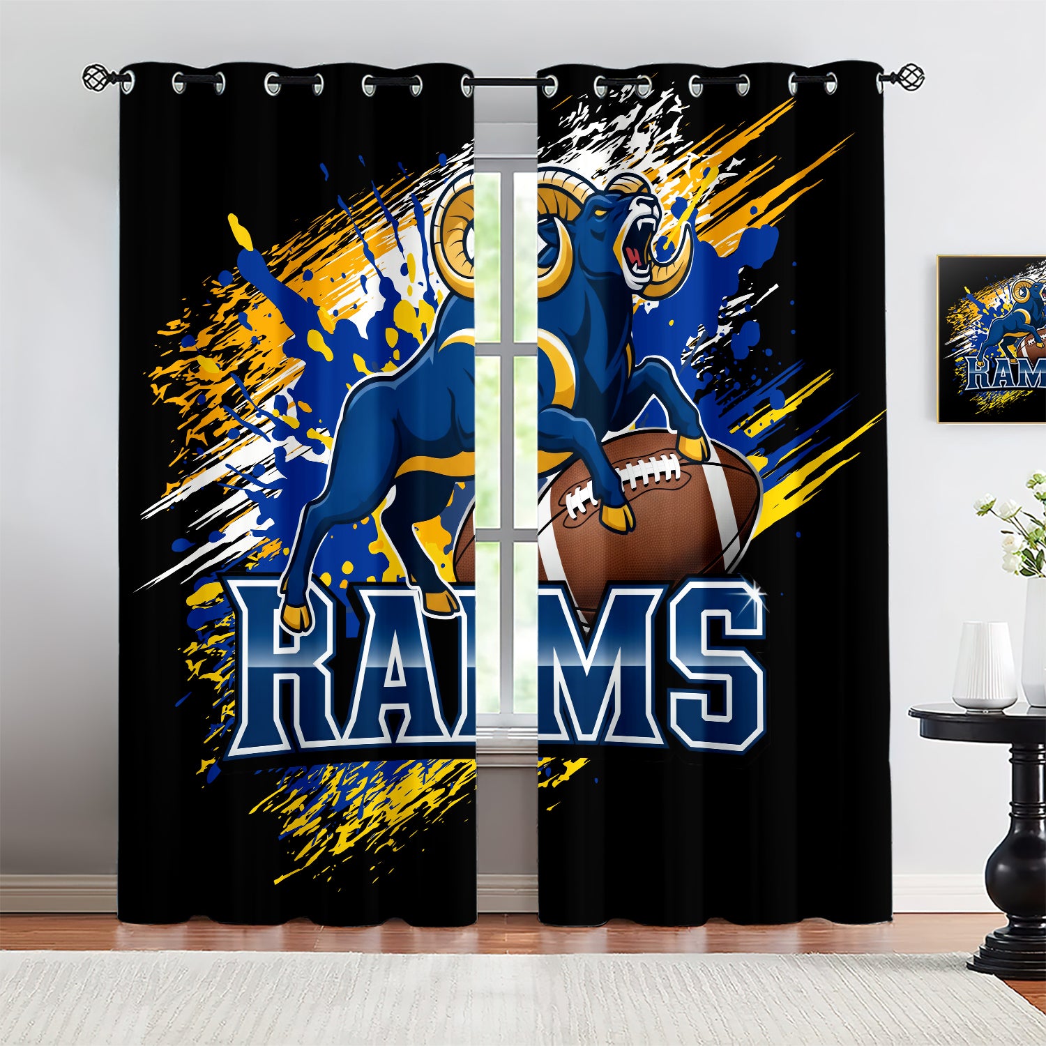 Los Angeles Rams Blackout Curtains Drapes For Window Treatment Set