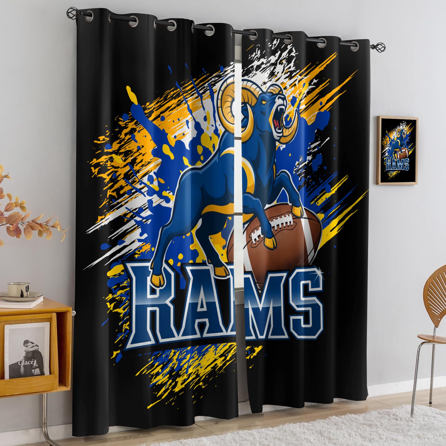 Los Angeles Rams Blackout Curtains Drapes For Window Treatment Set