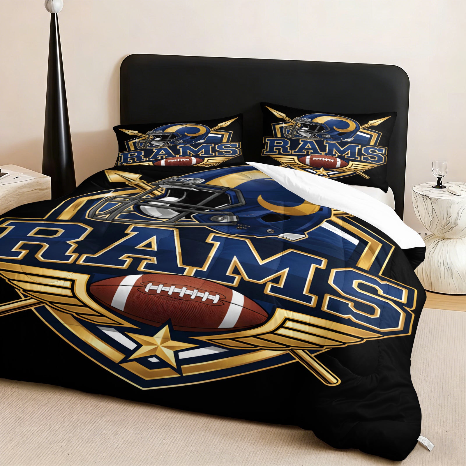 Los Angeles Rams Comforter Pillowcase Sets Blanket All Season Reversible Quilted Duvet