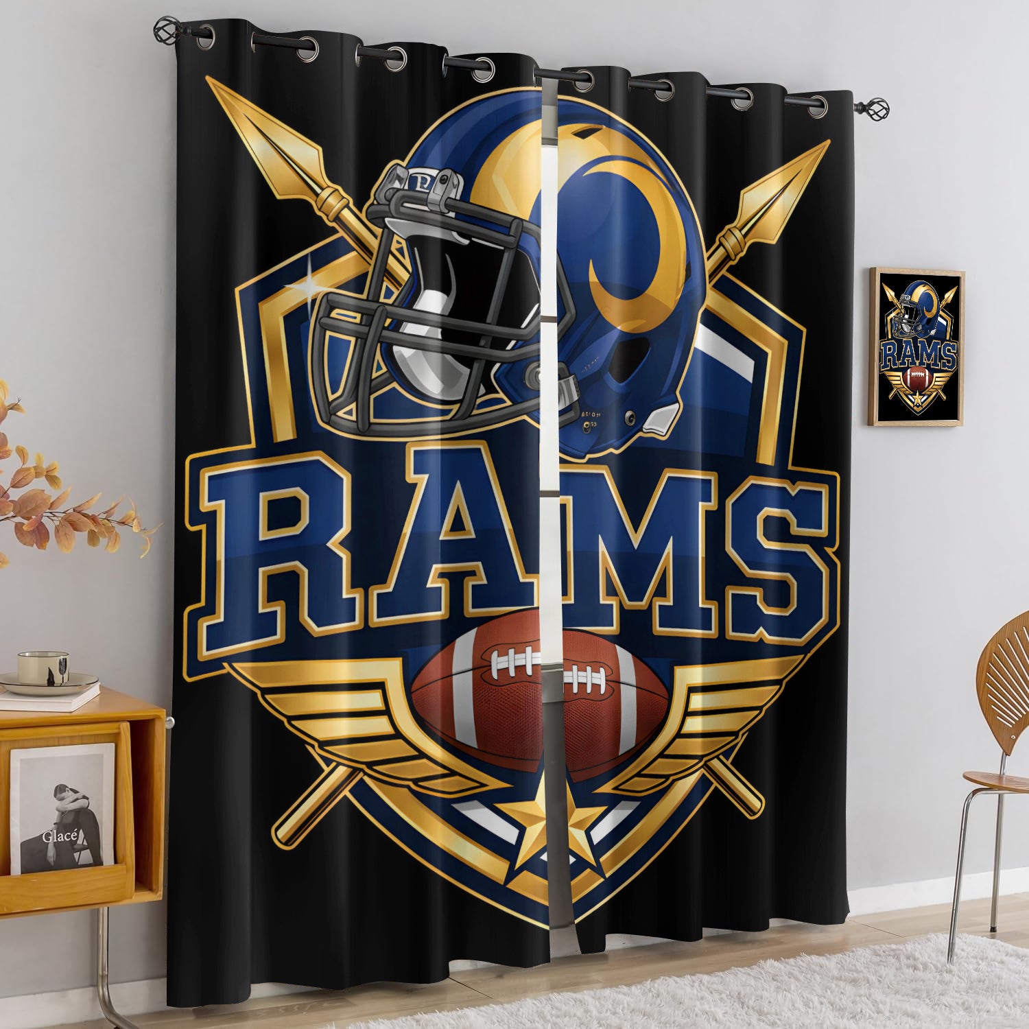 Los Angeles Rams Blackout Curtains Drapes For Window Treatment Set