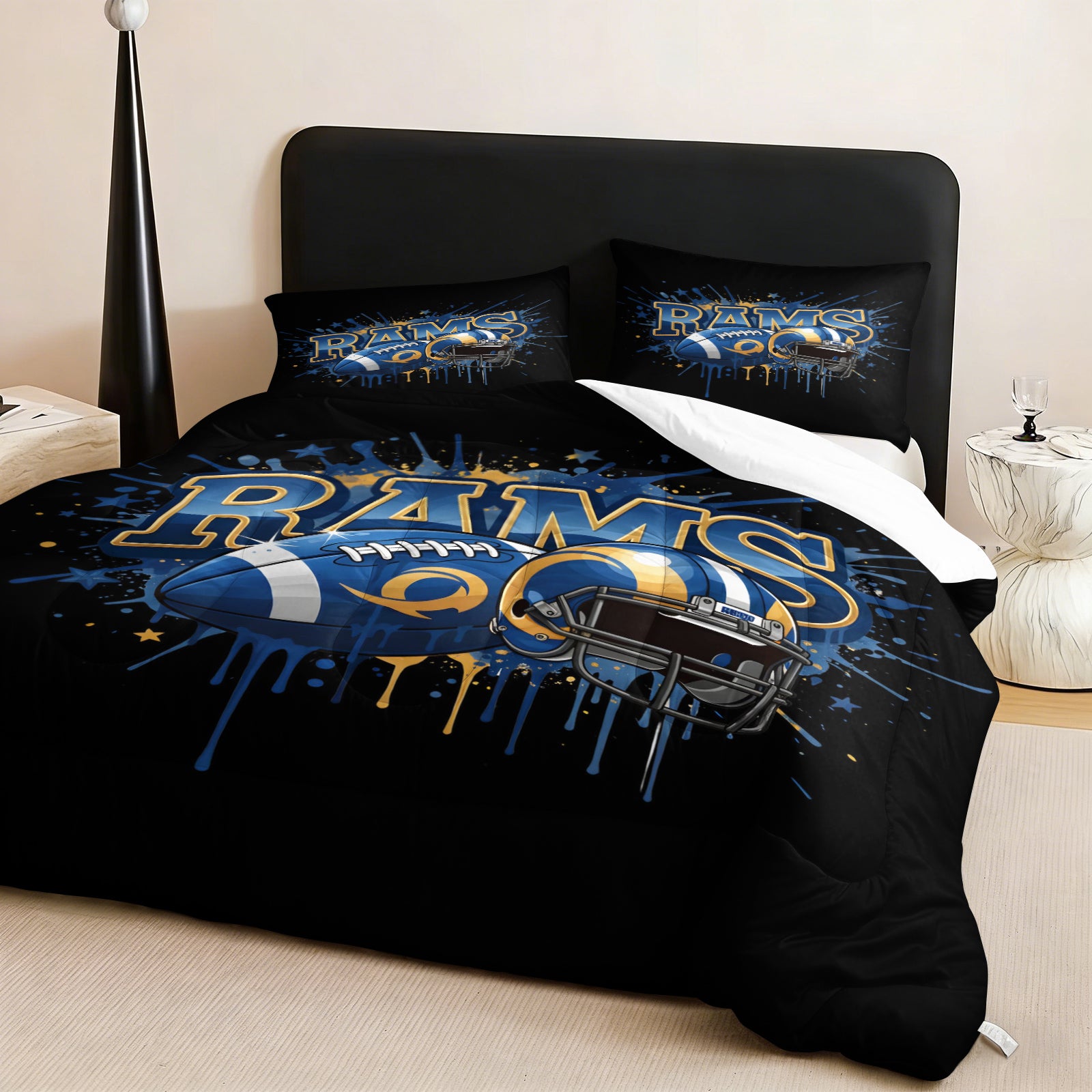 Los Angeles Rams Comforter Pillowcase Sets Blanket All Season Reversible Quilted Duvet